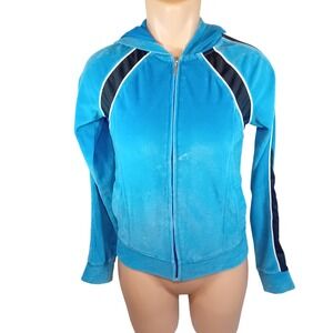 Y2K‎ Authentic Vintage Cocoa Zip Up Hoodie Velour Velvet Athletic S STAINS READ